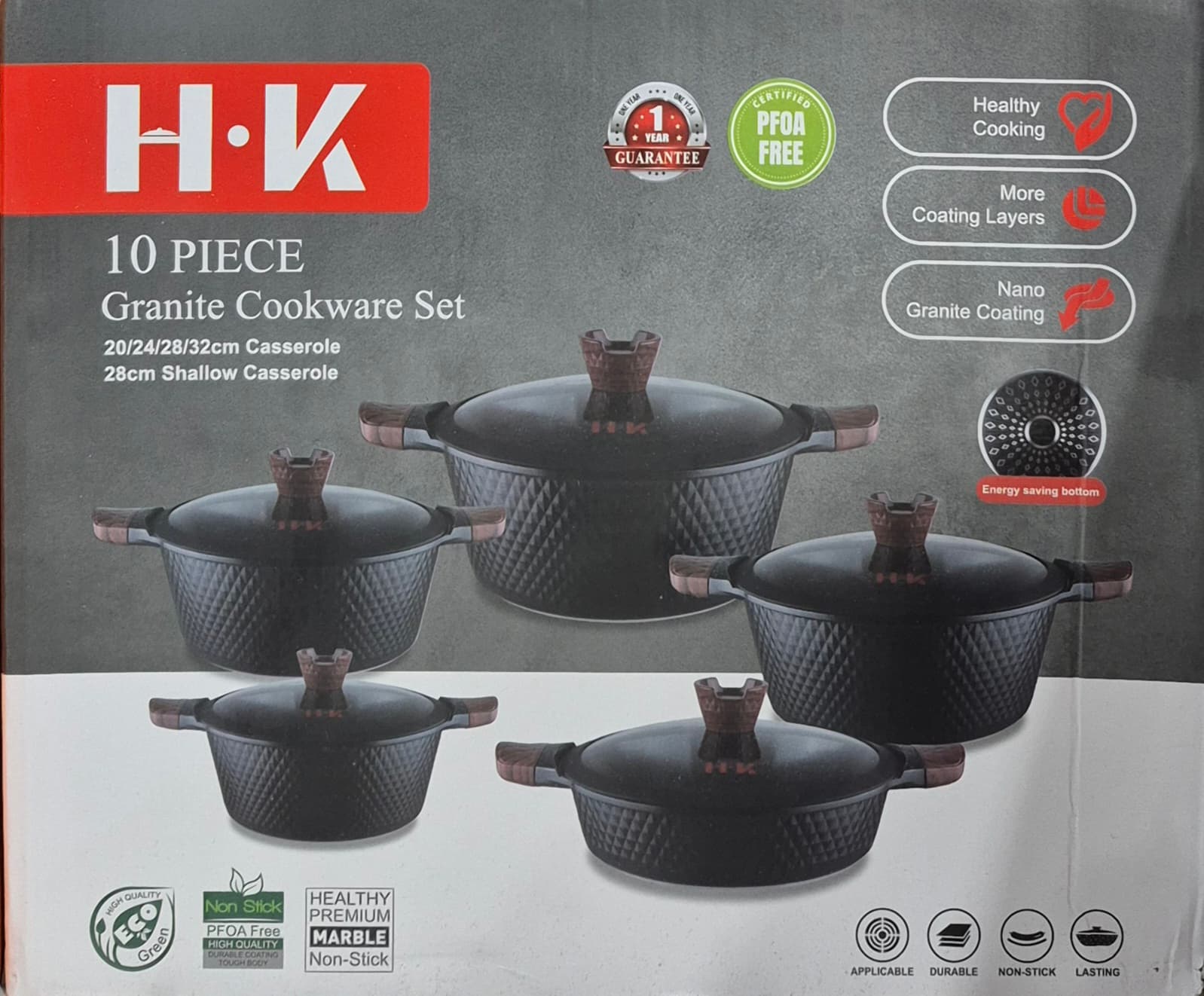 سرویس قابلمه ۱۰ پارچه H.K مدل Granite